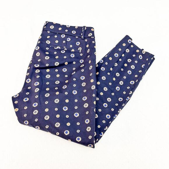 J. Crew Minnie Flower Printed Slacks Navy Pants Size 6 - Picture 8 of 8